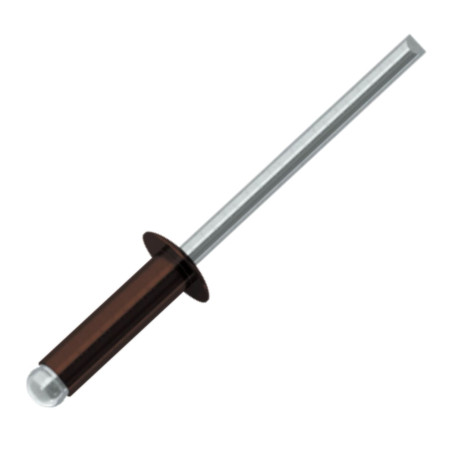 1 x Blindnitter Aluminium Tiger stål 3X8 Tykkelse stramning 3 to 5 Standard rund hoved RAL8017 chokolade brun