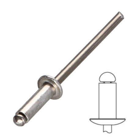 1 x Blindnitte, helt i aluminium 3,2X8 Standard rund hoved