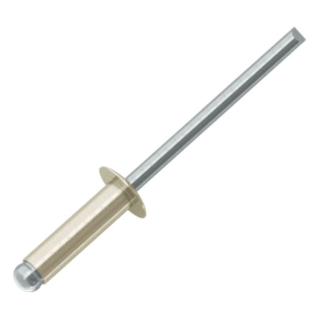 1 x Blindnitter Aluminium Tiger stål 3X10 Tykkelse stramning 5 to 7 Standard rund hoved Hvid