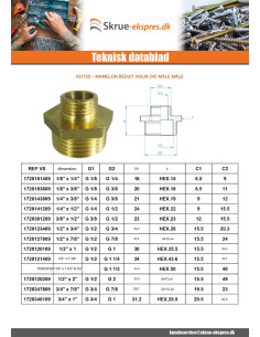 Dobbeltnippel reduceret figur 245 Mand / Mand 1/2" X 7/8"... 2