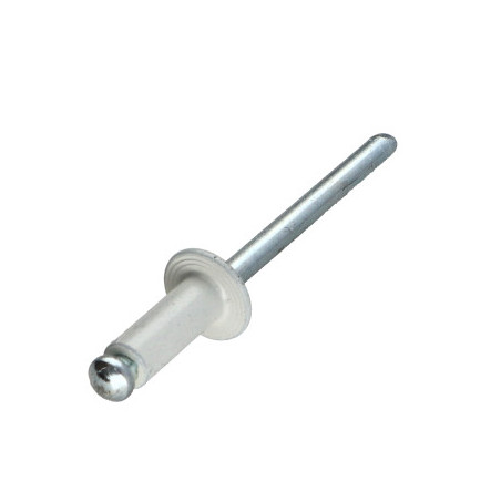 1 x Blindnitter Aluminium Tiger stål 4X25 Tykkelse stramning 16 to 21 Standard rund hoved Hvid