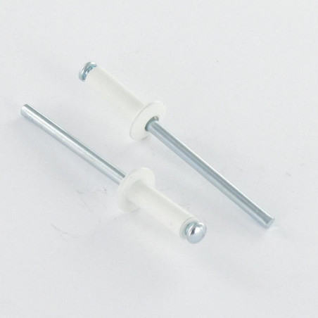 1 x Blindnitter Aluminium Tiger stål 4,8X16 Standard rund hoved ALX RAL9003 sikkerhed hvid
