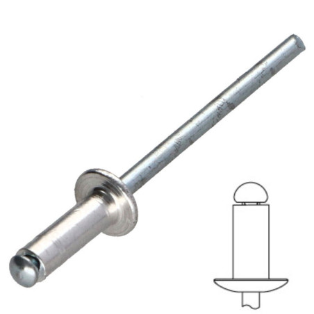 1 x Blindnitter Aluminium Tiger stål 4,8X25 Standard rund hoved RAL7035 lys grå