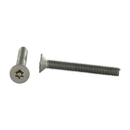 1 x Vis m-hastighed Rustfrit stål A2 Ukrænkelig forsænket hoved T20 + Cylindrisk ende 4X6