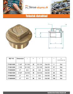 Hanstik Figur 290 15X21 (1/2") fladt hoved Messing