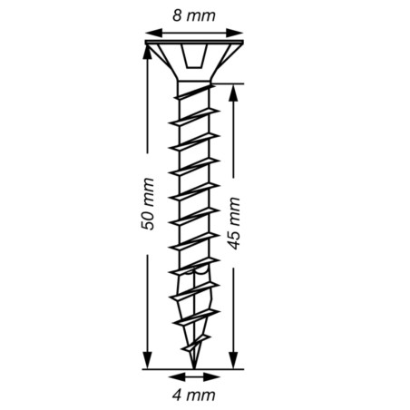 1 x Spax T-STAR MERE forsænket hoved T20 Rustfrit stål A2 4X60 Fuld trÃ¥d