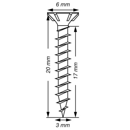 1 x Spax T-STAR MERE forsænket hoved T10 Rustfrit stål A2 3X20 Fuld trÃ¥d mikroskruer