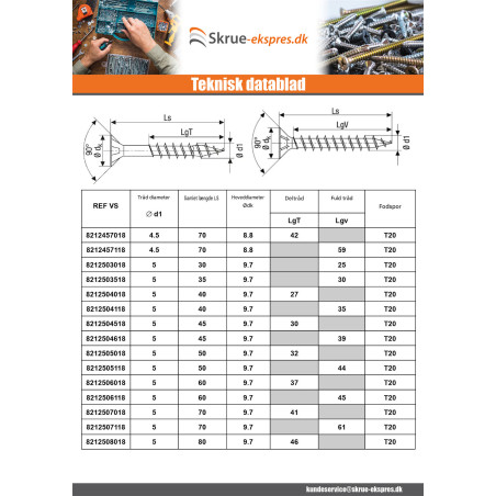 1 x Spax T-STAR MERE forsænket hoved T30 Rustfrit stål A2 6X80 Fuld trÃ¥d