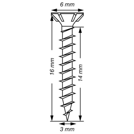 1 x Spax T-STAR MERE forsænket hoved T10 Rustfrit stål A2 3X16 Fuld trÃ¥d mikroskruer