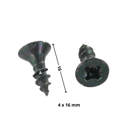 1 x Træ og spånplade skrue forsænket hoved Pozi PZ8 4X16 Fuld trÃ¥d sort galvaniseret