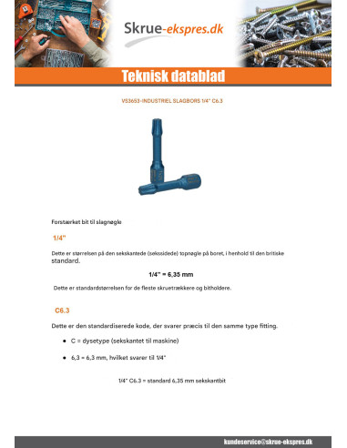 1 x Bit INDVIRKNING Industriel kvalitet 1/4"...