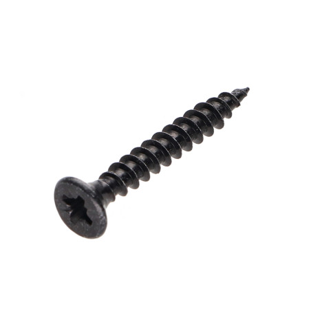 1 x Træ og spånplade skrue forsænket hoved Pozi PZ8 4,5X25 Fuld trÃ¥d sort galvaniseret