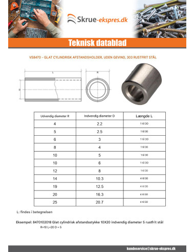 1 x Forbindelsesstykke cylindrisk Glat 8X2...