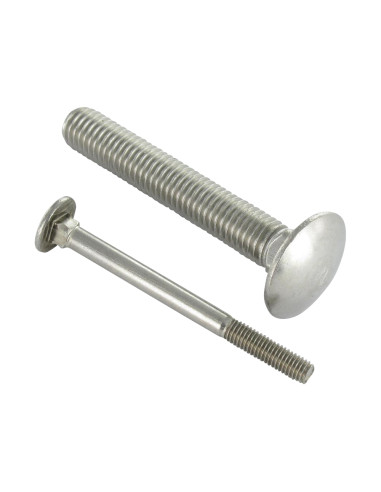 1 x Vognbolt Rustfrit stål A2 M10X20 Fuld trÃ¥d
