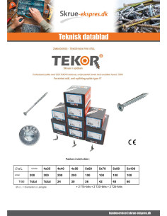 TEKOR PAKKE PROFESSIONEL 1200 Skrue forsænket hoved med... 2