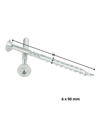 1 x Rammeskrue TEKOR forsænket hoved med takker...