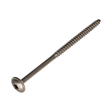 1 x Tømrerskrue med skivehoved Rustfrit stål A2 6X110 Gevind 70 T25 Hoveddiameter 15