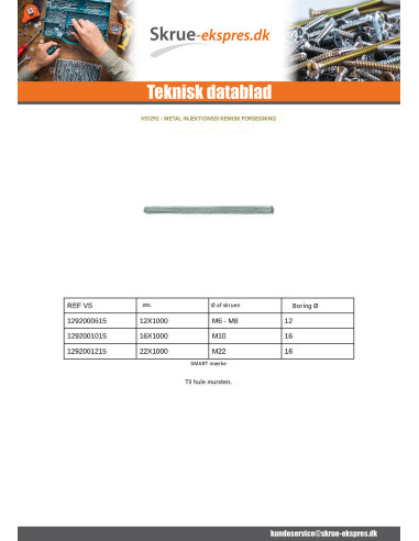 1 x SIEVE metalisk 16X1000 M10