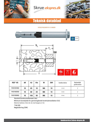 1 x Plug Stål Fischer FH II 15/50 S