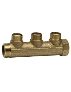 Manifold 3 udgange 20X27 (1") han/hun Messing til sanitær...
