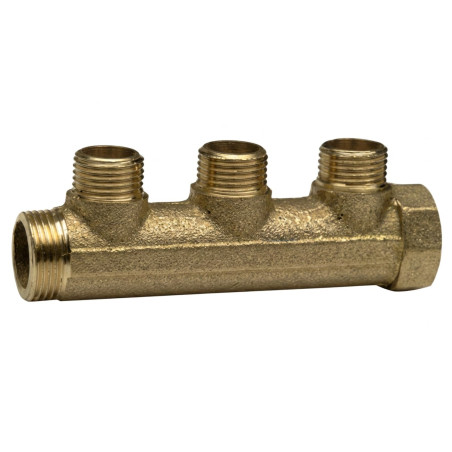 1 x Manifold 3 udgange 20x27 (3/4") han/hun Messing til sanitær VVS