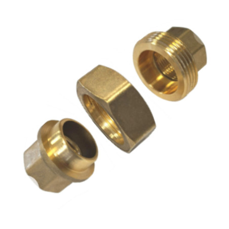 1 x Lige unionsfitting 15x21 (1/2") hun Messing Figur 340