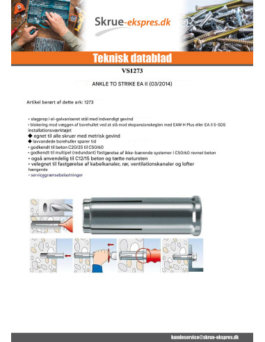 1 x Sømplug Fischer EAII M16X65 elforzinket stål