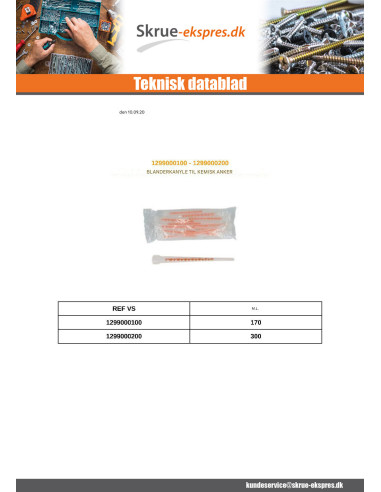 1 x Blandingskanyle til kemisk forankring 170 ml