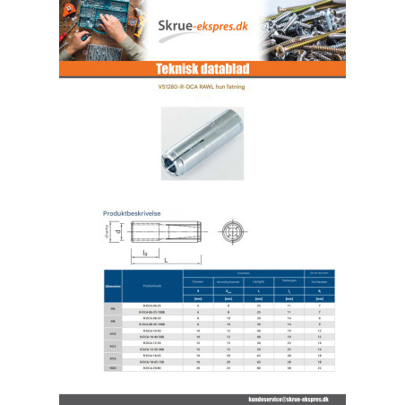 1 x Plug NUGGET RAWL elforzinket stål 8X30
