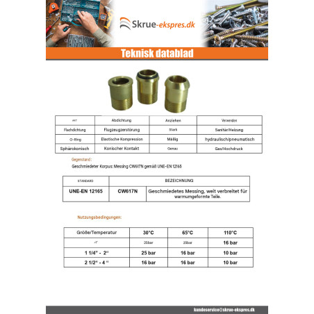 1 x Albueforbindelse med O-ringstætning 20x27 (3/4") han/hun Messing Figur 97