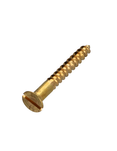 1 x Træskrue Messing forsænket hoved kærv 4,5X45