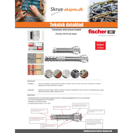 1 x Ekspansionsplug Fischer SX MERE 10X80 Nylon