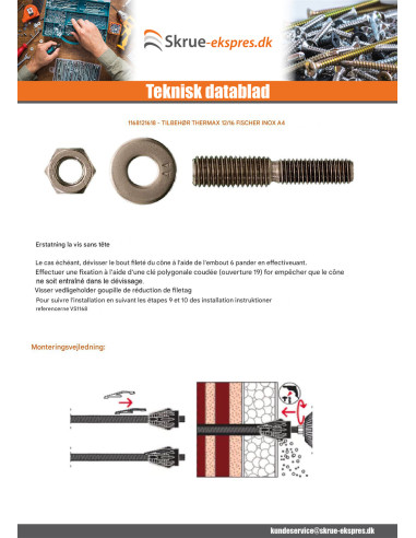 1 x TilbehØr THERMAX Fischer 12/16 Rustfrit...