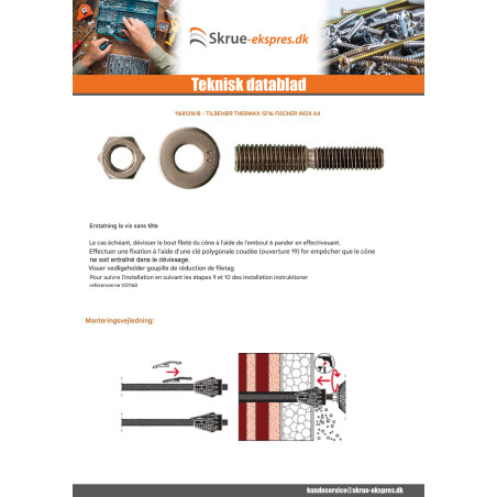 1 x TilbehØr THERMAX Fischer 12/16 Rustfrit stål A4