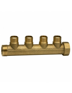 Manifold 4 udgange 20X27 (1") han/hun Messing til sanitær...