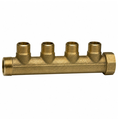 1 x Manifold 4 udgange 20x27 (3/4") han/hun Messing til sanitær VVS