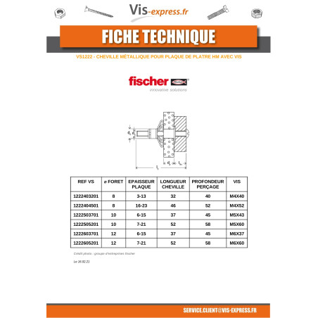1 x Plug METAL Fischer Lav sekskantet 5X52 med Skrue