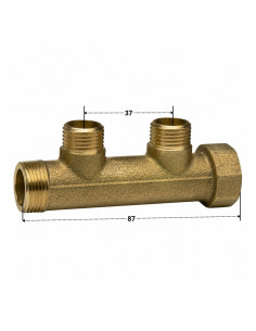 Manifold 2 udgange 20X27 (1") han/hun Messing til sanitær... 2