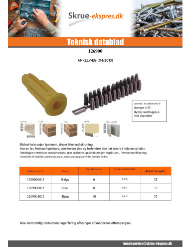 1 x Plug Stegejern 6 Nylon BEIGE