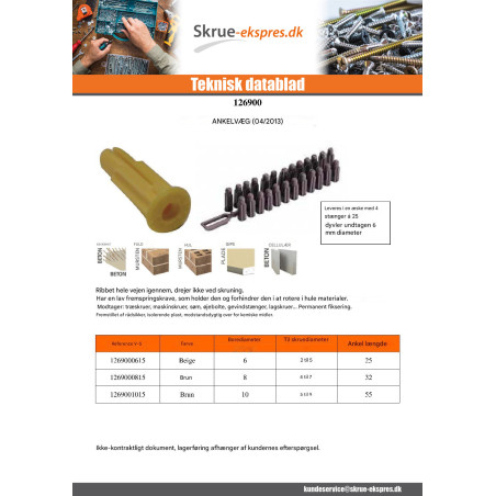 1 x Plug Stegejern 6 Nylon BEIGE