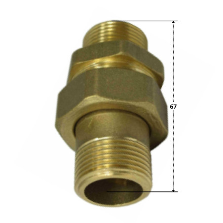 1 x Lige unionsfitting 20x27 (3/4") Mand / Mand Messing Figur 344