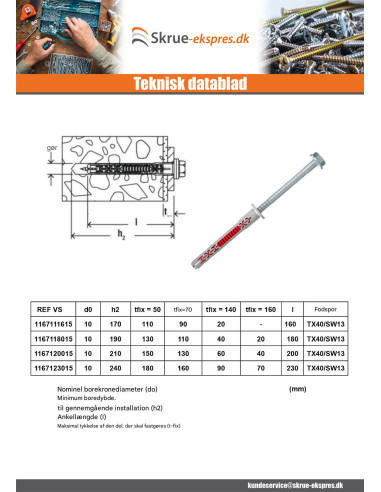 1 x Plug DUOXPANF Sekskantet hoved 8X80 Fischer...