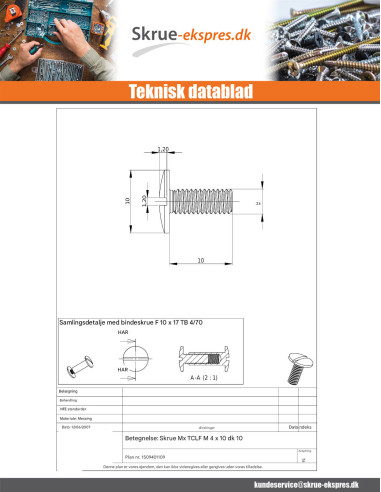 1 x Vis m-hastighed Messing stort cylindrisk...