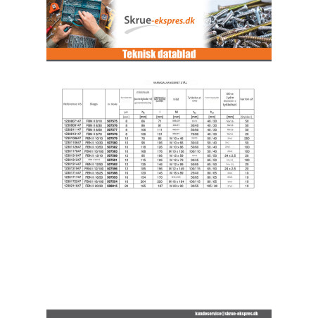 1 x Fischer Anker FISCHER FBN II 8X111 Gevind 79 modstandsdygtig mod korrosion varmgalvaniseret stål