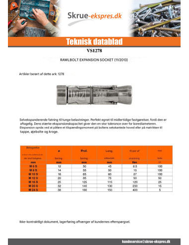 1 x Fatning med rawbolt ekspansion M 10 S 4604
