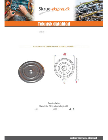 1 x BROCHURE TEGN ISOLERING 8X70 elforzinket stål