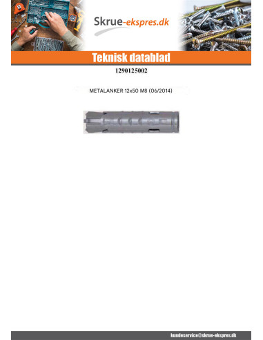 1 x Plug METAL FM-MP3 12X50 M8 elforzinket stål
