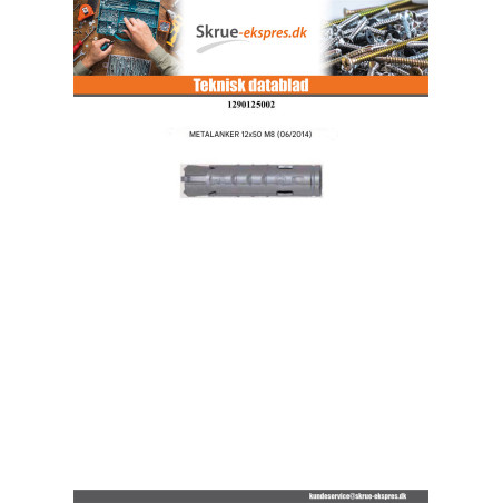 1 x Plug METAL FM-MP3 12X50 M8 elforzinket stål