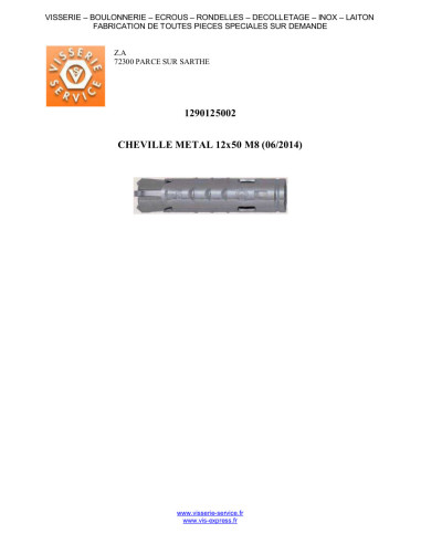 1 x Plug METAL FM-MP3 12X50 M8 elforzinket stål