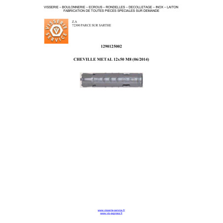 1 x Plug METAL FM-MP3 12X50 M8 elforzinket stål